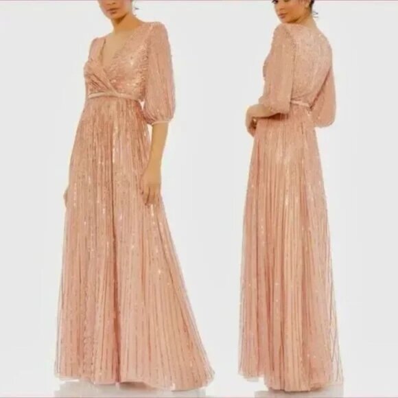 Mac Duggal V Neck Embellished A-Line Gown  5509 Size 12 - Picture 1 of 7